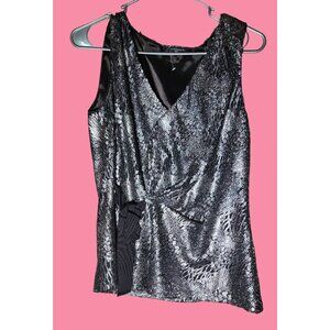Elie Tahari Madelin sequin Womens Sleeveless Metallic Snakeskin Print Top Size M